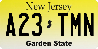 NJ license plate A23TMN