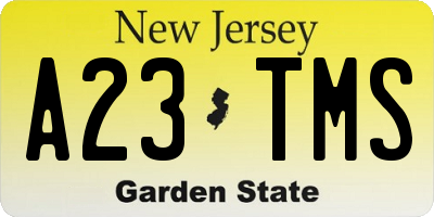 NJ license plate A23TMS