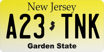 NJ license plate A23TNK
