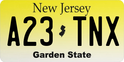 NJ license plate A23TNX
