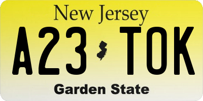 NJ license plate A23TOK