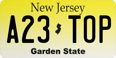 NJ license plate A23TOP