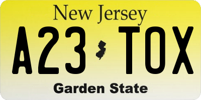 NJ license plate A23TOX