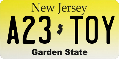NJ license plate A23TOY