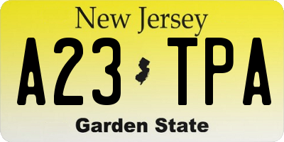 NJ license plate A23TPA