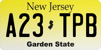NJ license plate A23TPB