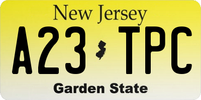NJ license plate A23TPC
