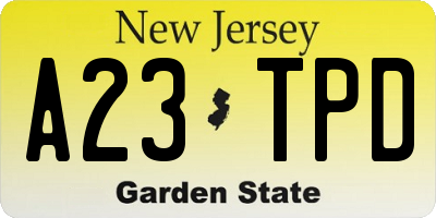 NJ license plate A23TPD