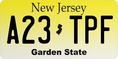 NJ license plate A23TPF