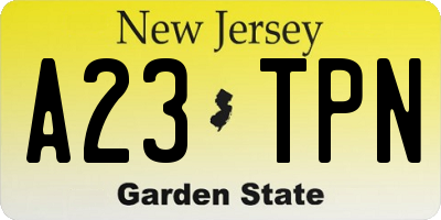 NJ license plate A23TPN