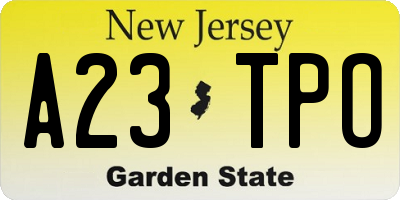 NJ license plate A23TPO