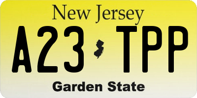 NJ license plate A23TPP