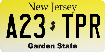 NJ license plate A23TPR