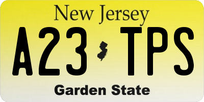 NJ license plate A23TPS
