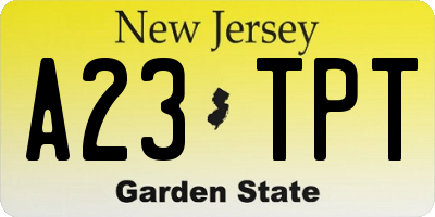 NJ license plate A23TPT