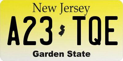 NJ license plate A23TQE