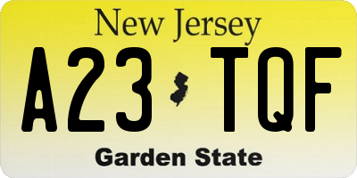 NJ license plate A23TQF