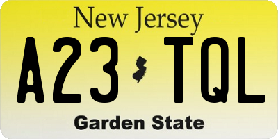 NJ license plate A23TQL