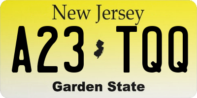NJ license plate A23TQQ