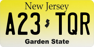 NJ license plate A23TQR