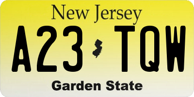 NJ license plate A23TQW