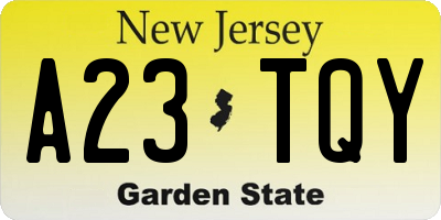 NJ license plate A23TQY