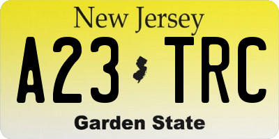 NJ license plate A23TRC
