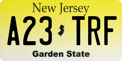 NJ license plate A23TRF