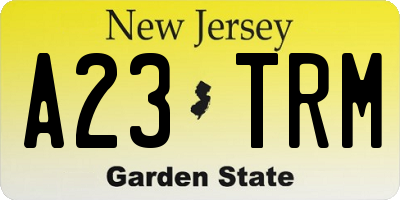 NJ license plate A23TRM