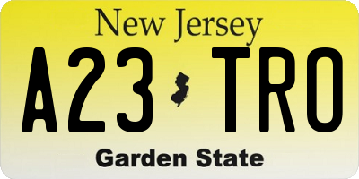 NJ license plate A23TRO