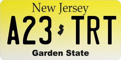 NJ license plate A23TRT