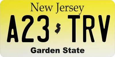 NJ license plate A23TRV