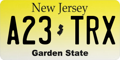 NJ license plate A23TRX