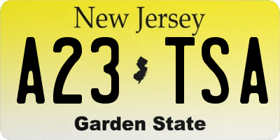 NJ license plate A23TSA