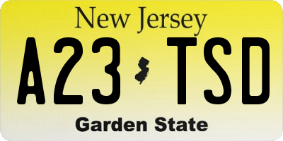NJ license plate A23TSD