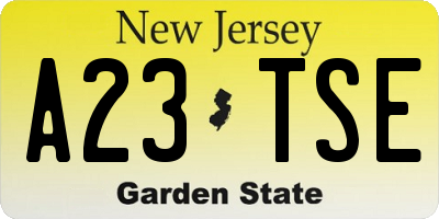 NJ license plate A23TSE