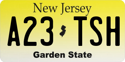NJ license plate A23TSH