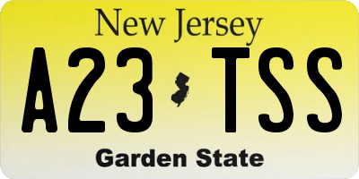 NJ license plate A23TSS
