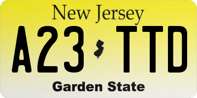 NJ license plate A23TTD