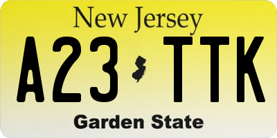 NJ license plate A23TTK