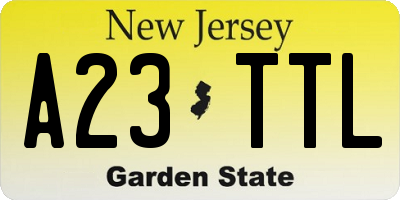 NJ license plate A23TTL