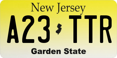 NJ license plate A23TTR
