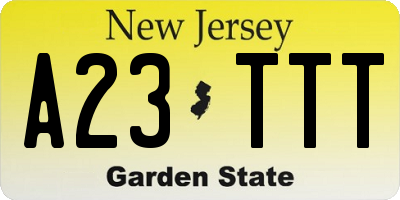 NJ license plate A23TTT