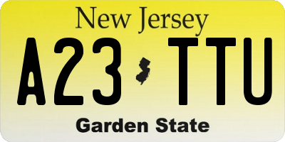 NJ license plate A23TTU