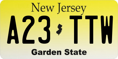 NJ license plate A23TTW