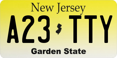 NJ license plate A23TTY