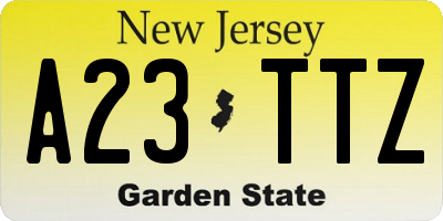 NJ license plate A23TTZ