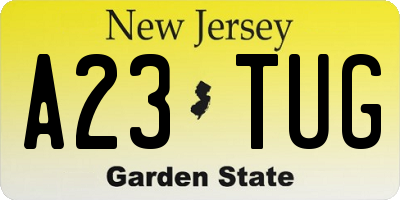 NJ license plate A23TUG