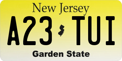 NJ license plate A23TUI