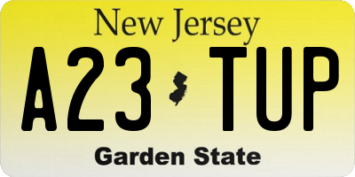 NJ license plate A23TUP